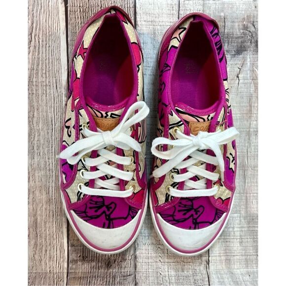 Coach Barrett Q675 Poppy Pink Petal Leather Sneakers Floral Y2K Colorful sz 7B - Picture 7 of 13